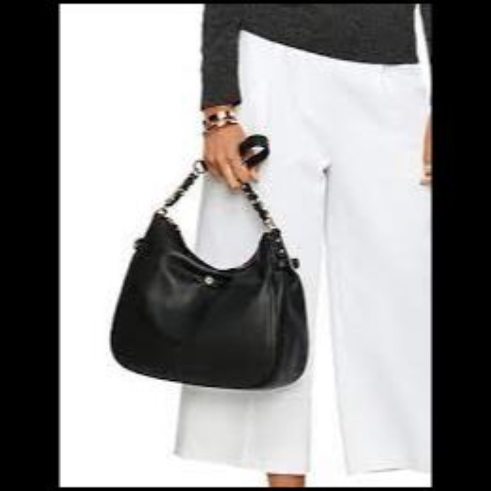 KATE SPADE~pine street finley~BLACK PEBBLED LEATHER SHOULDER HOBO BAG